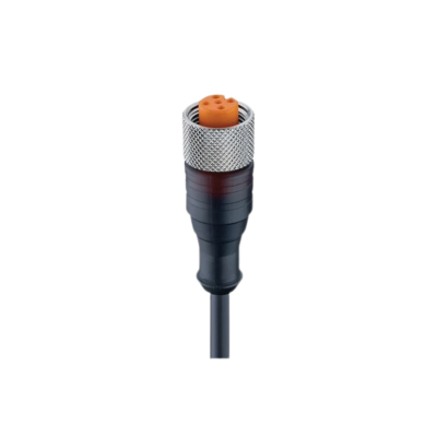 M12 A-code vrouwelijk transparante behuizing PUR zwart 5-Wire